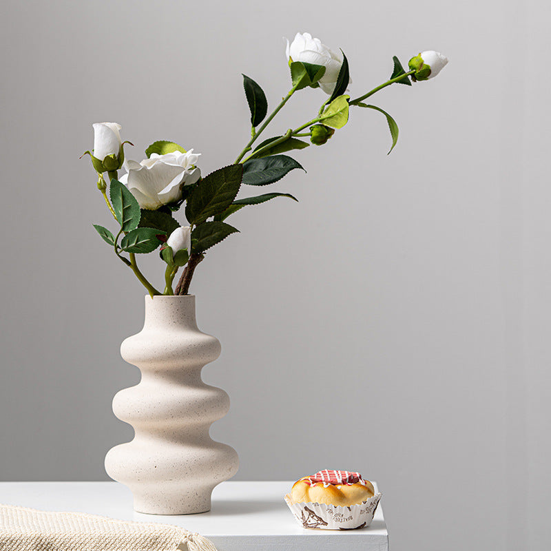 Frosted Ceramic Vase – Textured Minimalist Flower Vase for Shelf Decor
