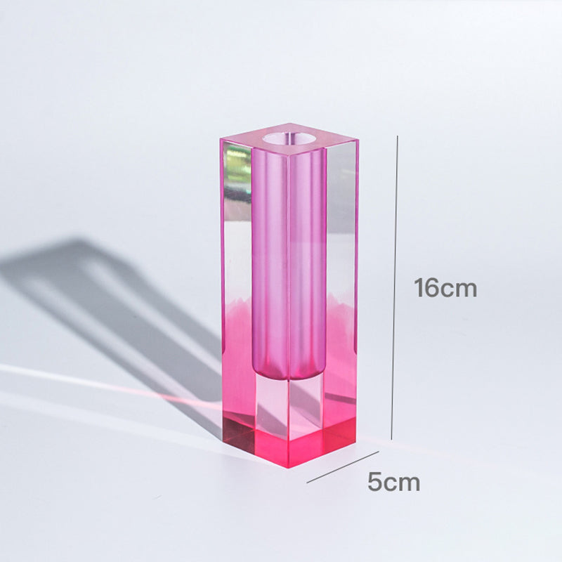 Square Acrylic Bubble Vase – Minimalist Nordic Shelf & Table Decor