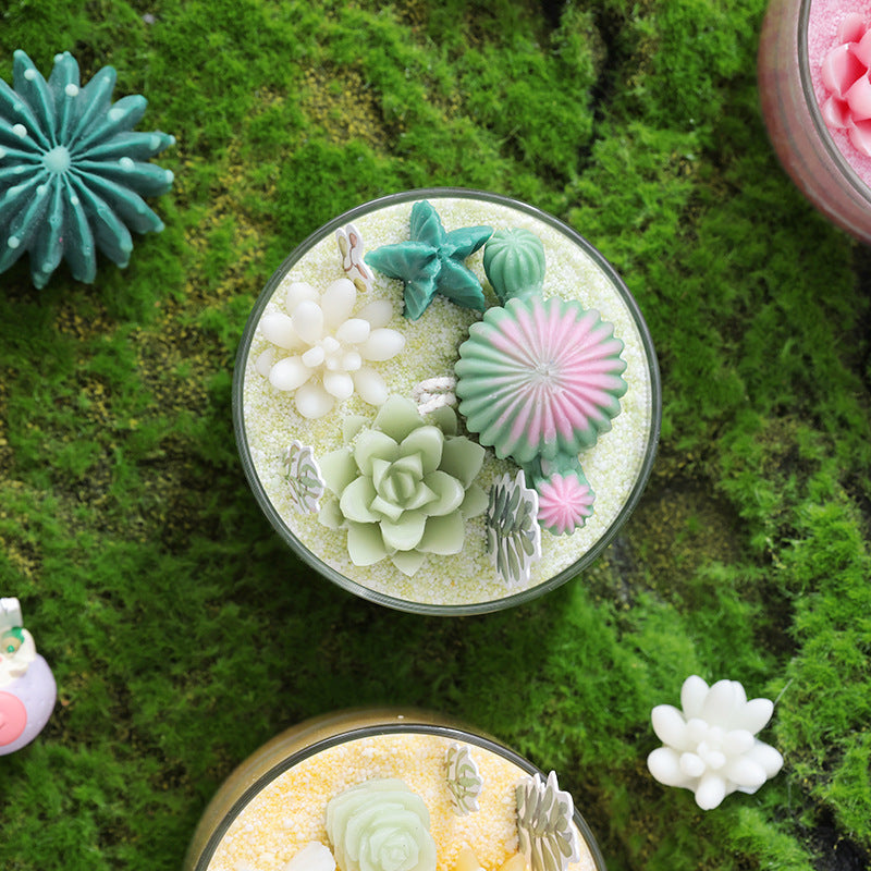 DIY Succulent Scented Candle Kit – Handmade Cactus Sand Art Gift Set