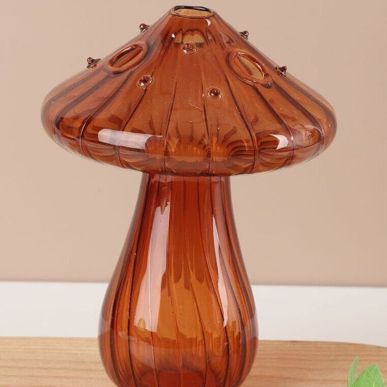 Mushroom Glass Vase – Minimalist Dried Flower Vase for Living Room