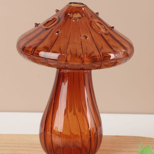 Mushroom Glass Vase – Minimalist Dried Flower Vase for Living Room