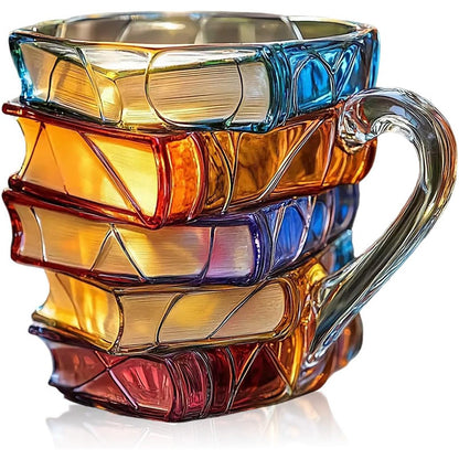 3D painted book cup unique book stacking coffee cup