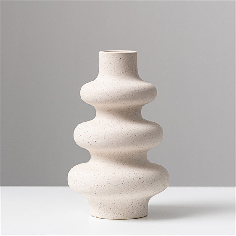 Frosted Ceramic Vase – Textured Minimalist Flower Vase for Shelf Decor