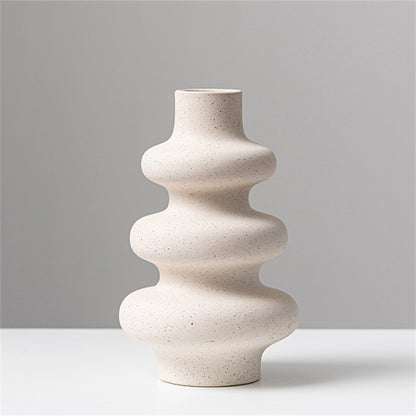 Frosted Ceramic Vase – Textured Minimalist Flower Vase for Shelf Decor