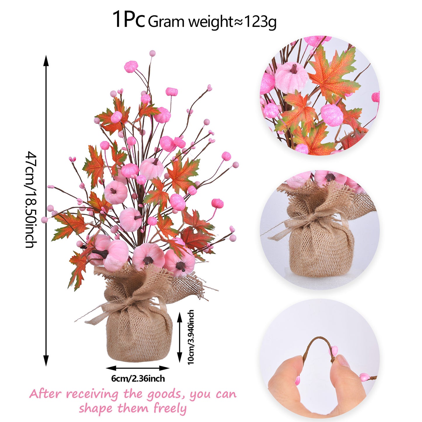 Fall Decorative Tree – Maple Leaf & Pumpkin Thanksgiving Garden Ornament