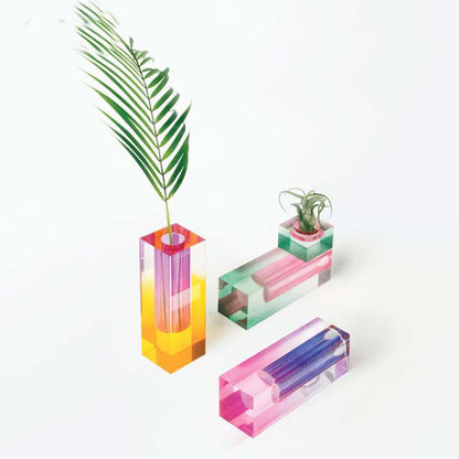 Square Acrylic Bubble Vase – Minimalist Nordic Shelf & Table Decor