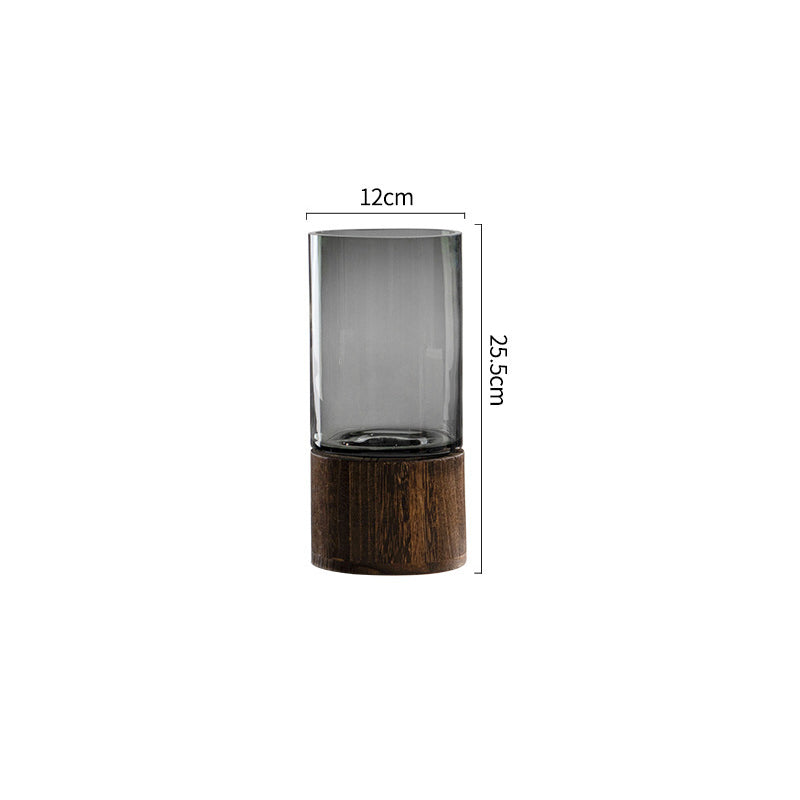 Wooden & Glass Vase – Rustic Boho Home Decor Accent