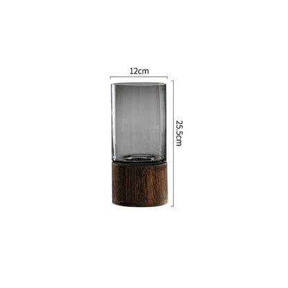 Wooden & Glass Vase – Rustic Boho Home Decor Accent