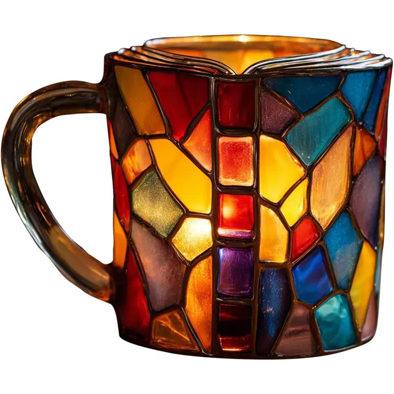 3D painted book cup unique book stacking coffee cup