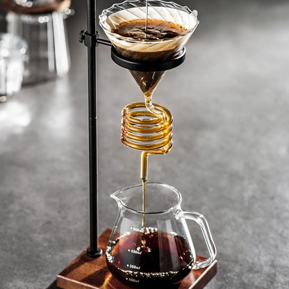 Spiral Cooling Pour-Over Coffee Filter Holder, Ins-Style Americano Dripper Stand with Spiral Chilling Design
