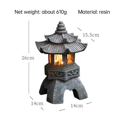 Solar Pagoda Lantern & Statue – Zen Garden Outdoor Decor