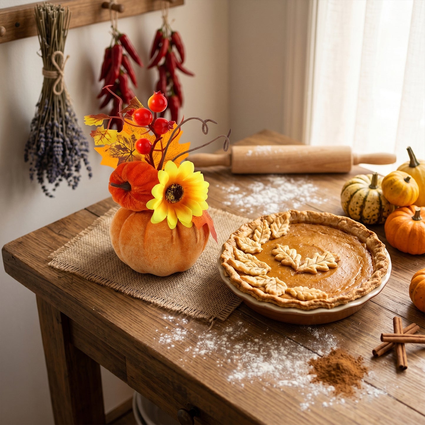 Halloween Pumpkin Decoration Autumn Harvest Festival Home Decor Arrangement Autumn Maple Leaf Pumpkin