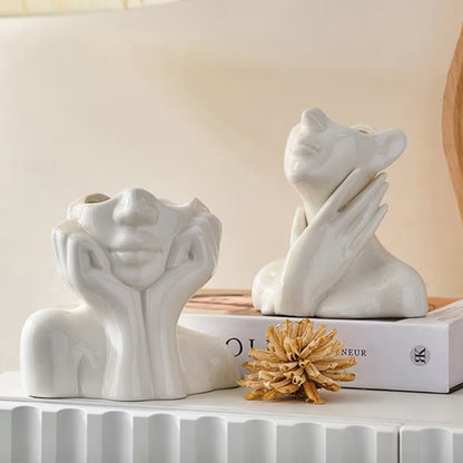 Human Form Ceramic Vase – Artistic Body-Shape Vase for Nordic Home Decor