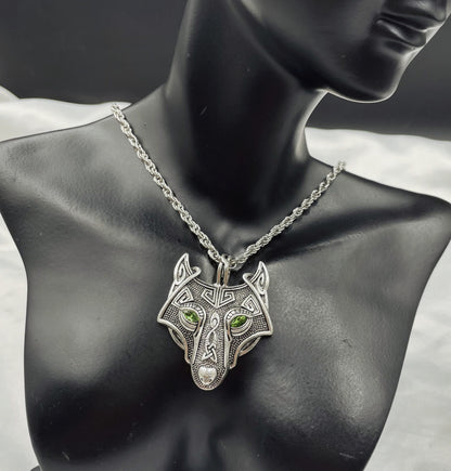 Viking Wolf Head Pendant Necklace – Norse Mythology Jewelry for Men