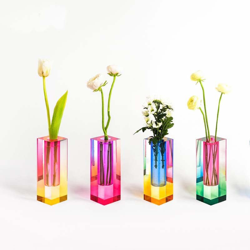 Square Acrylic Bubble Vase – Minimalist Nordic Shelf & Table Decor