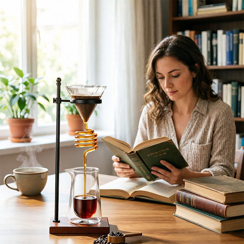Spiral Cooling Pour-Over Coffee Filter Holder, Ins-Style Americano Dripper Stand with Spiral Chilling Design