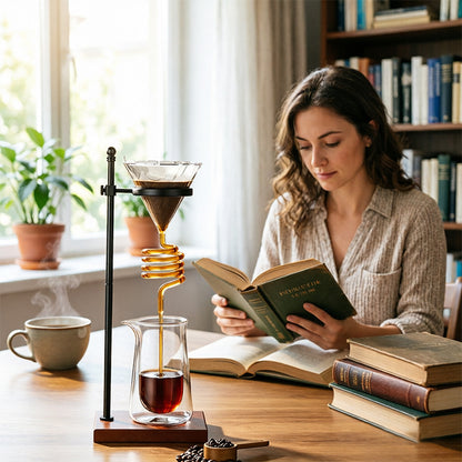 Spiral Cooling Pour-Over Coffee Filter Holder, Ins-Style Americano Dripper Stand with Spiral Chilling Design