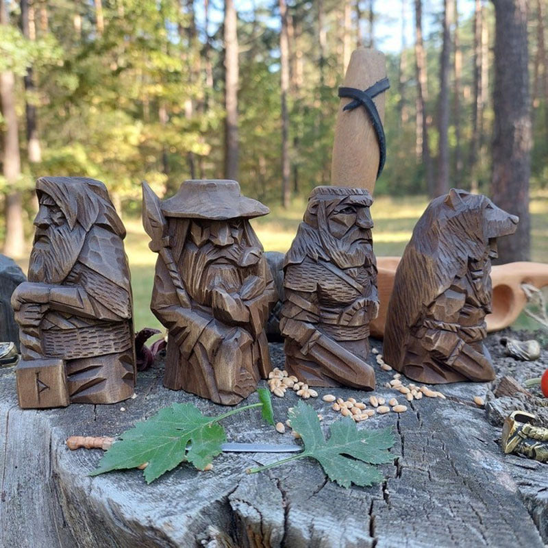Norse Pagan Resin Ornament – Viking Gods Odin & Thor Shelf Decor