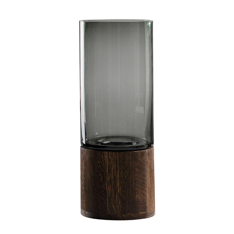 Wooden & Glass Vase – Rustic Boho Home Decor Accent