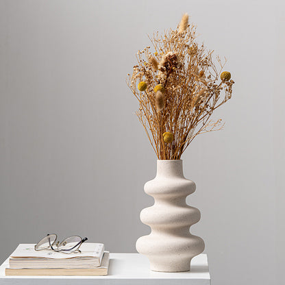 Frosted Ceramic Vase – Textured Minimalist Flower Vase for Shelf Decor