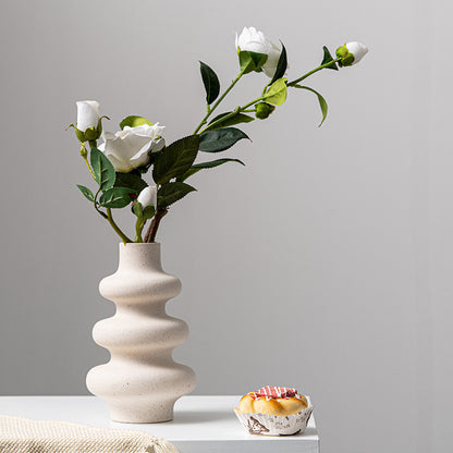 Frosted Ceramic Vase – Textured Minimalist Flower Vase for Shelf Decor