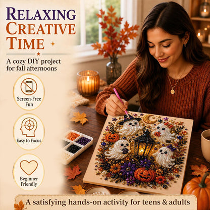 Halloween Ghost Diamond Art Kit – DIY Gem Painting Wall Decor for Adults