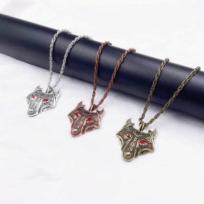 Viking Wolf Head Pendant Necklace – Norse Mythology Jewelry for Men