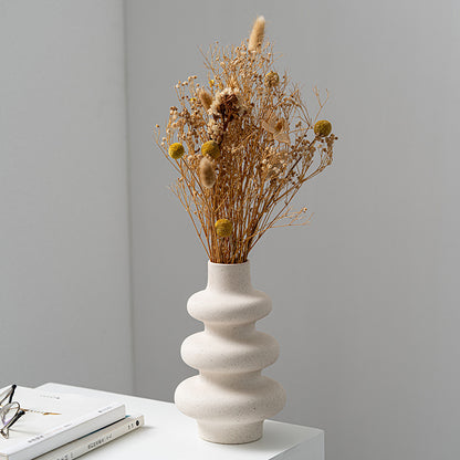 Frosted Ceramic Vase – Textured Minimalist Flower Vase for Shelf Decor