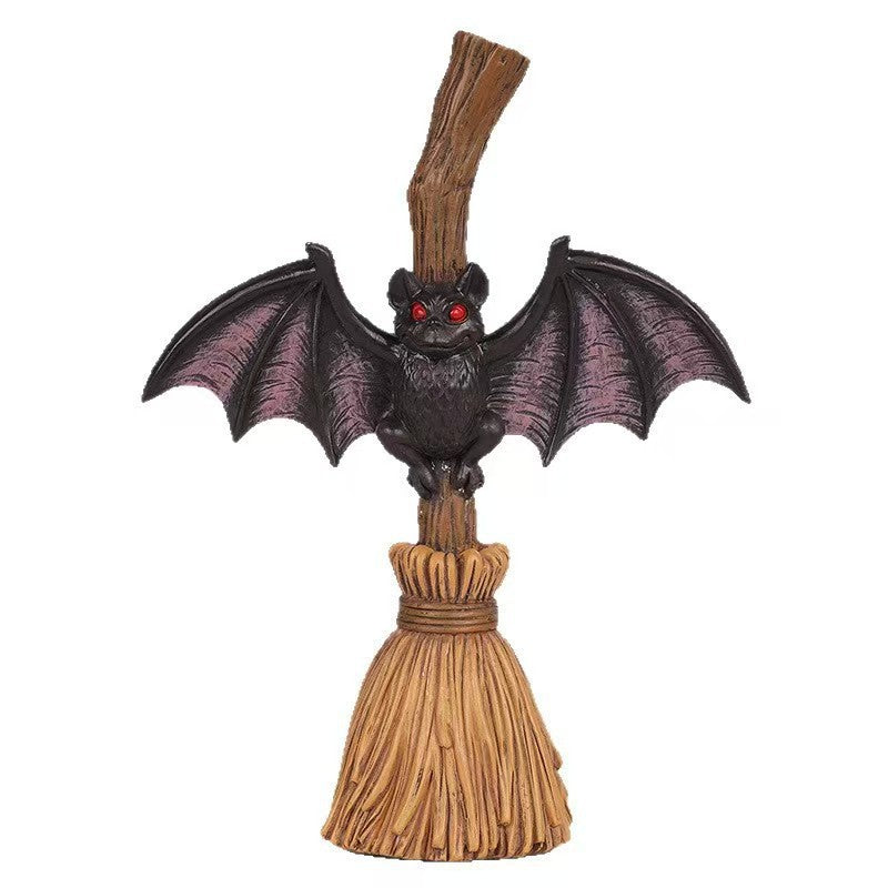 Halloween Bat & Broom Garden Stake – Spooky Outdoor Yard Decor
