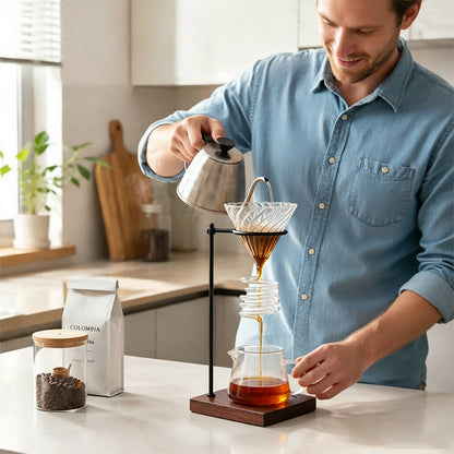 Spiral Cooling Pour-Over Coffee Filter Holder, Ins-Style Americano Dripper Stand with Spiral Chilling Design