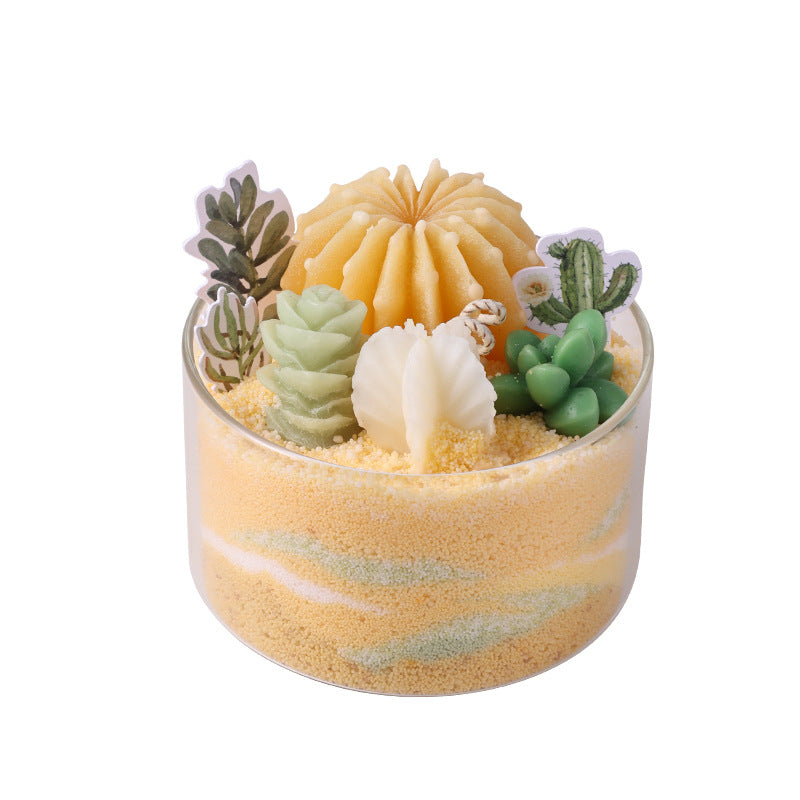 DIY Succulent Scented Candle Kit – Handmade Cactus Sand Art Gift Set