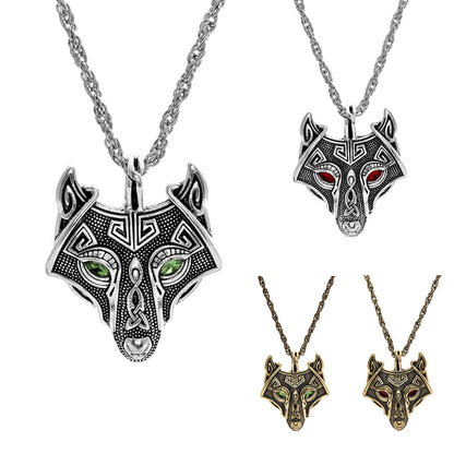 Viking Wolf Head Pendant Necklace – Norse Mythology Jewelry for Men