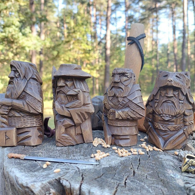 Norse Pagan Resin Ornament – Viking Gods Odin & Thor Shelf Decor