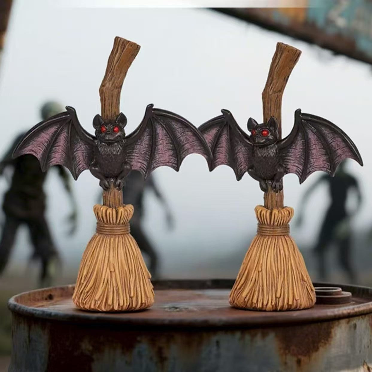 Halloween Bat & Broom Garden Stake – Spooky Outdoor Yard Decor
