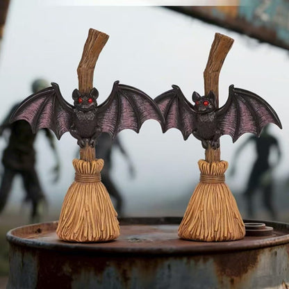 Halloween Bat & Broom Garden Stake – Spooky Outdoor Yard Decor