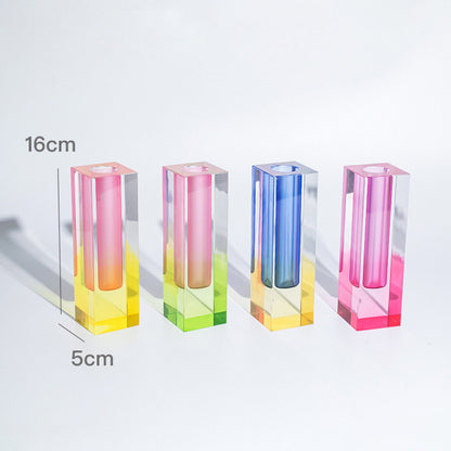 Square Acrylic Bubble Vase – Minimalist Nordic Shelf & Table Decor