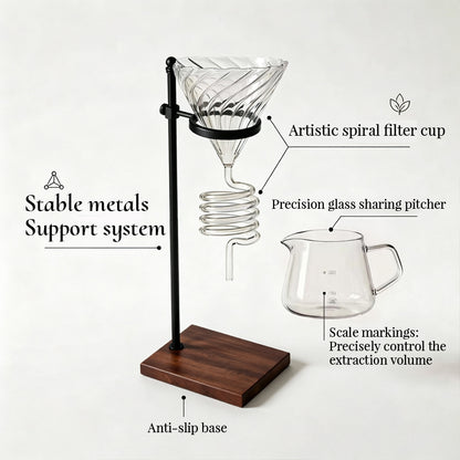 Spiral Cooling Pour-Over Coffee Filter Holder, Ins-Style Americano Dripper Stand with Spiral Chilling Design