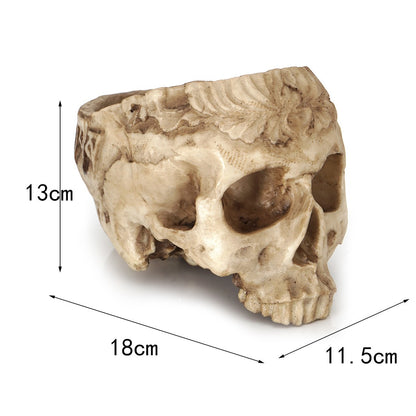 Skull Succulent Planter – Gothic Resin Flower Pot for Halloween Decor