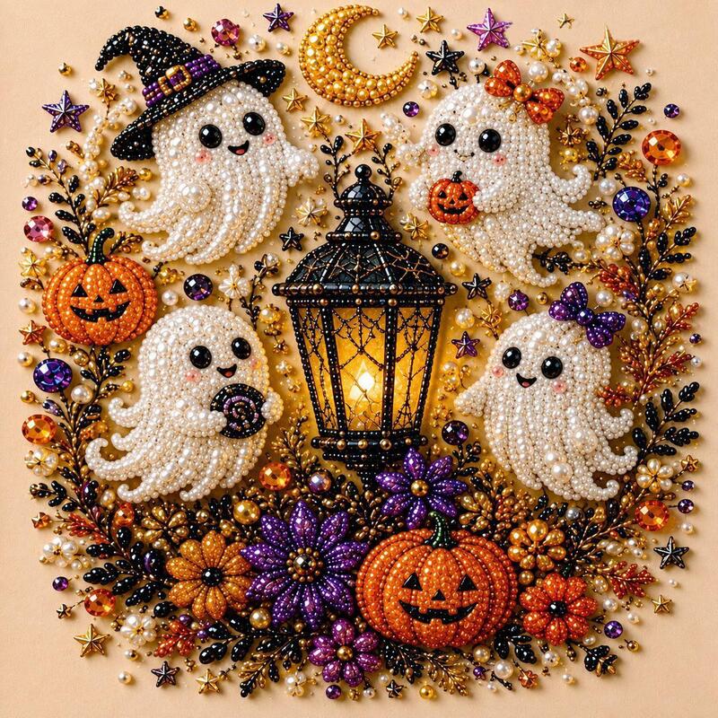 Halloween Ghost Diamond Art Kit – DIY Gem Painting Wall Decor for Adults