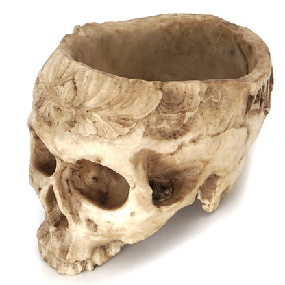 Skull Succulent Planter – Gothic Resin Flower Pot for Halloween Decor
