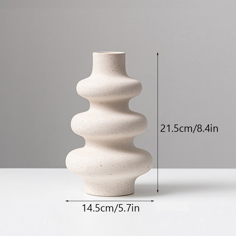 Frosted Ceramic Vase – Textured Minimalist Flower Vase for Shelf Decor