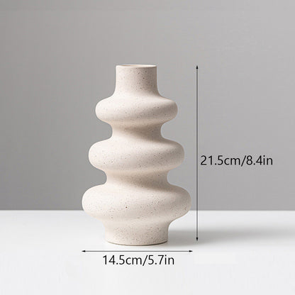 Frosted Ceramic Vase – Textured Minimalist Flower Vase for Shelf Decor